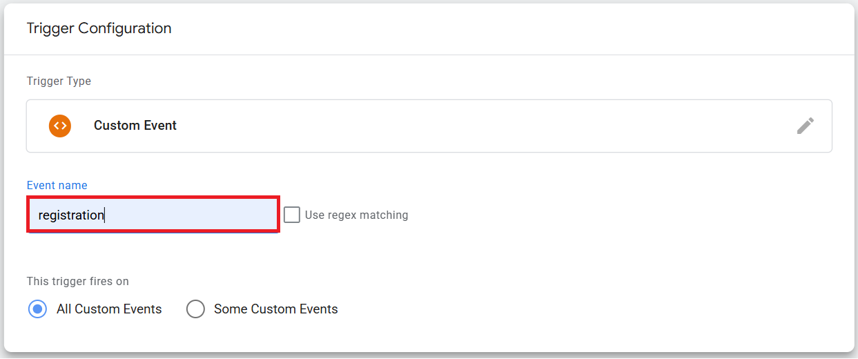 Configure event name
