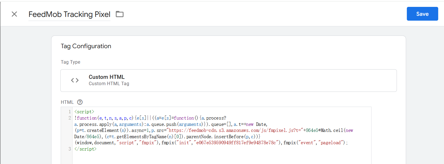 Paste pixel code in GTM