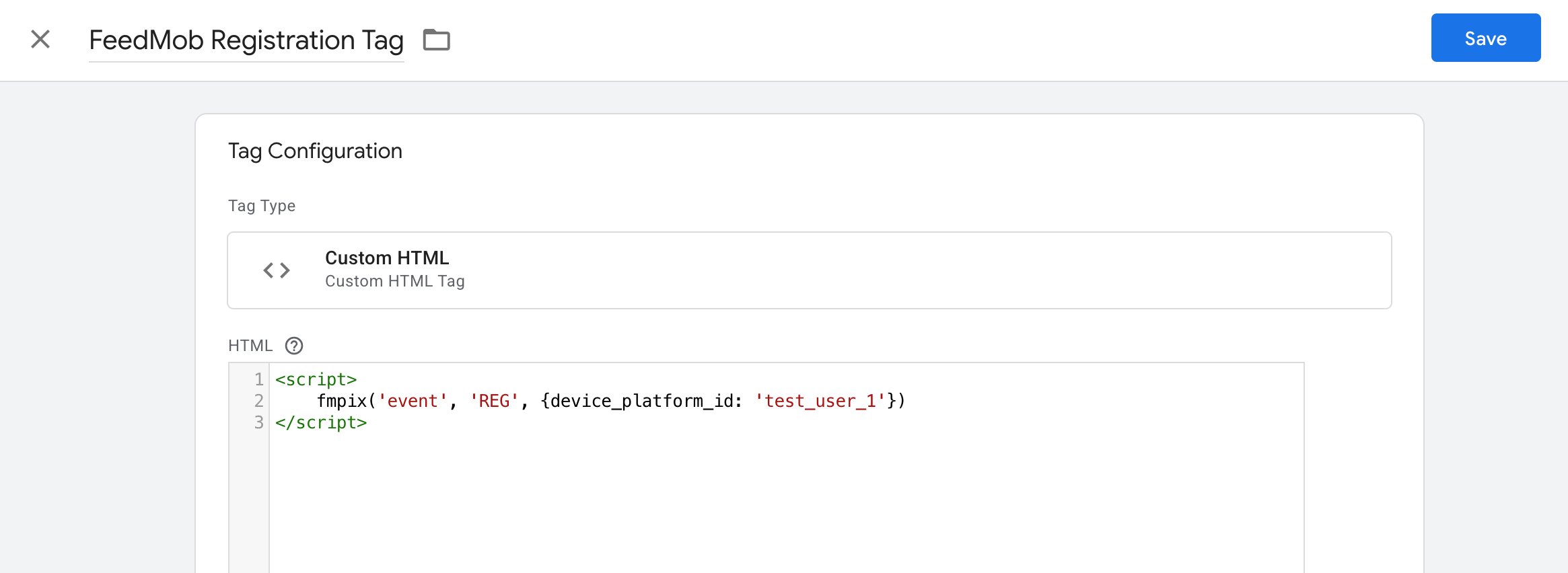 REG tag configuration with device platform ID